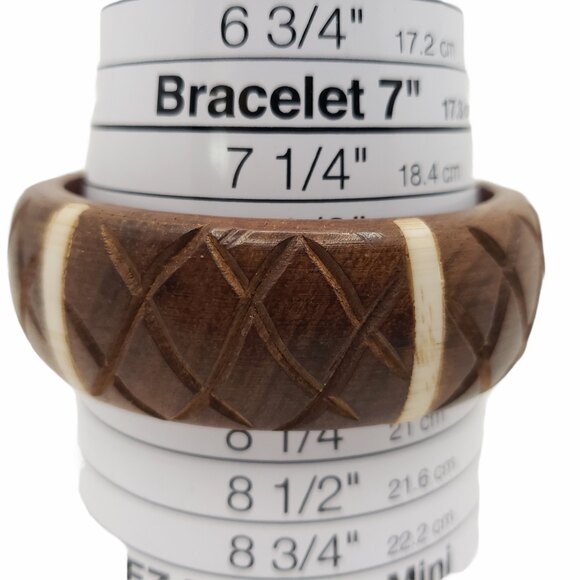Wood Bone Inlay Boho Wide Cuff Bracelet - Picture 5 of 9
